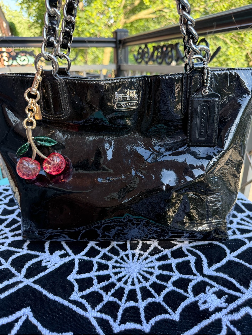 Coach Black Patent Leather Tote